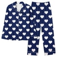 thumbnail image 3 of Tnhcen Womens Cute Hearts Homewear Pajamas Set Long Sleeve Sleepwear Womens Button Down Nightwear Pj Sets, 3 of 6