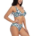 thumbnail image 2 of Kdxio Cute Rabbit Easter Print Women's 2 Piece High Waisted Wrap Spaghetti Strap Summer Swimsuit Bikini Set-Small, 2 of 7