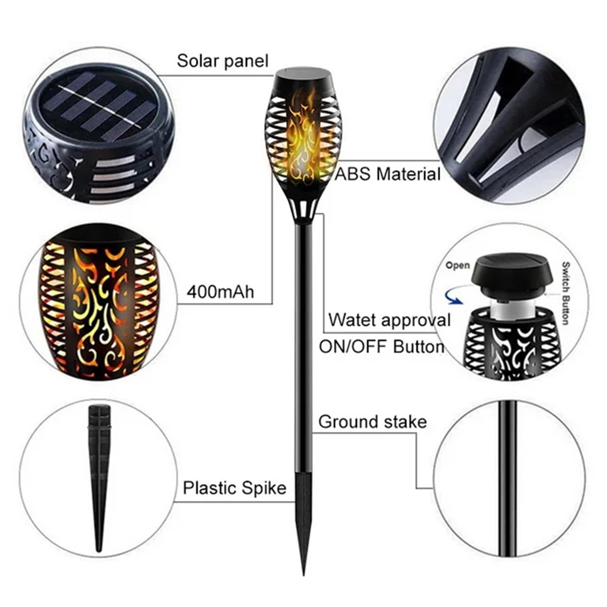 Magicorange 12 Pack Solar Torch Lights with Flickering Flame, IP65 Waterpoof Outdoor LED Lights Auto on/off for Garden Patio Yard Pathway Walkway Landscape Decor