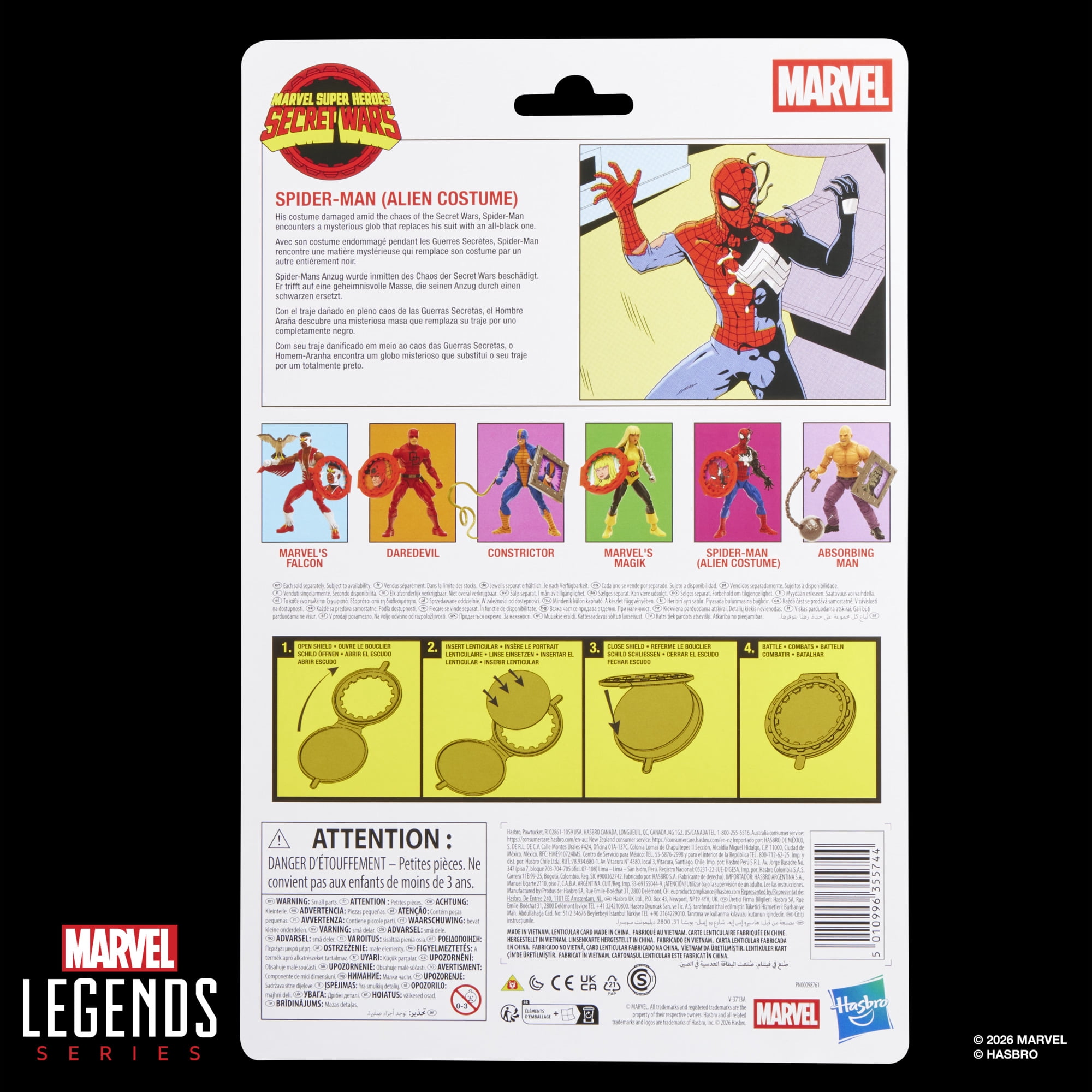 Marvel Legends Series, figurine de collection Secret Wars Spider-Man (costume d'extraterrestre) de 15 cm, inspirée des bandes dessinées Marvel