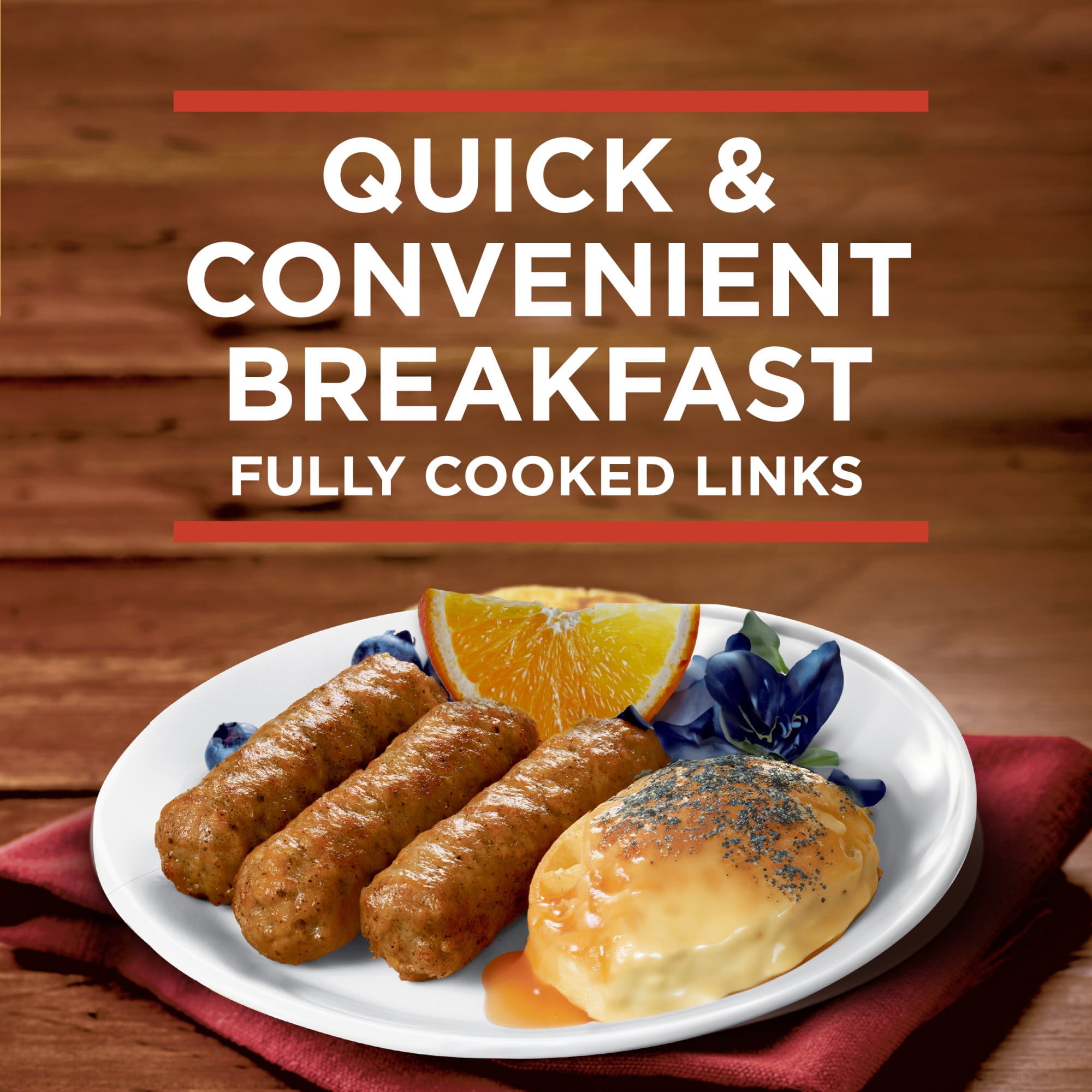 Banquet Brown 'N Serve Vermont Maple Sausage Links, 6g Protein per Serving, Frozen Breakfast, 32 oz.