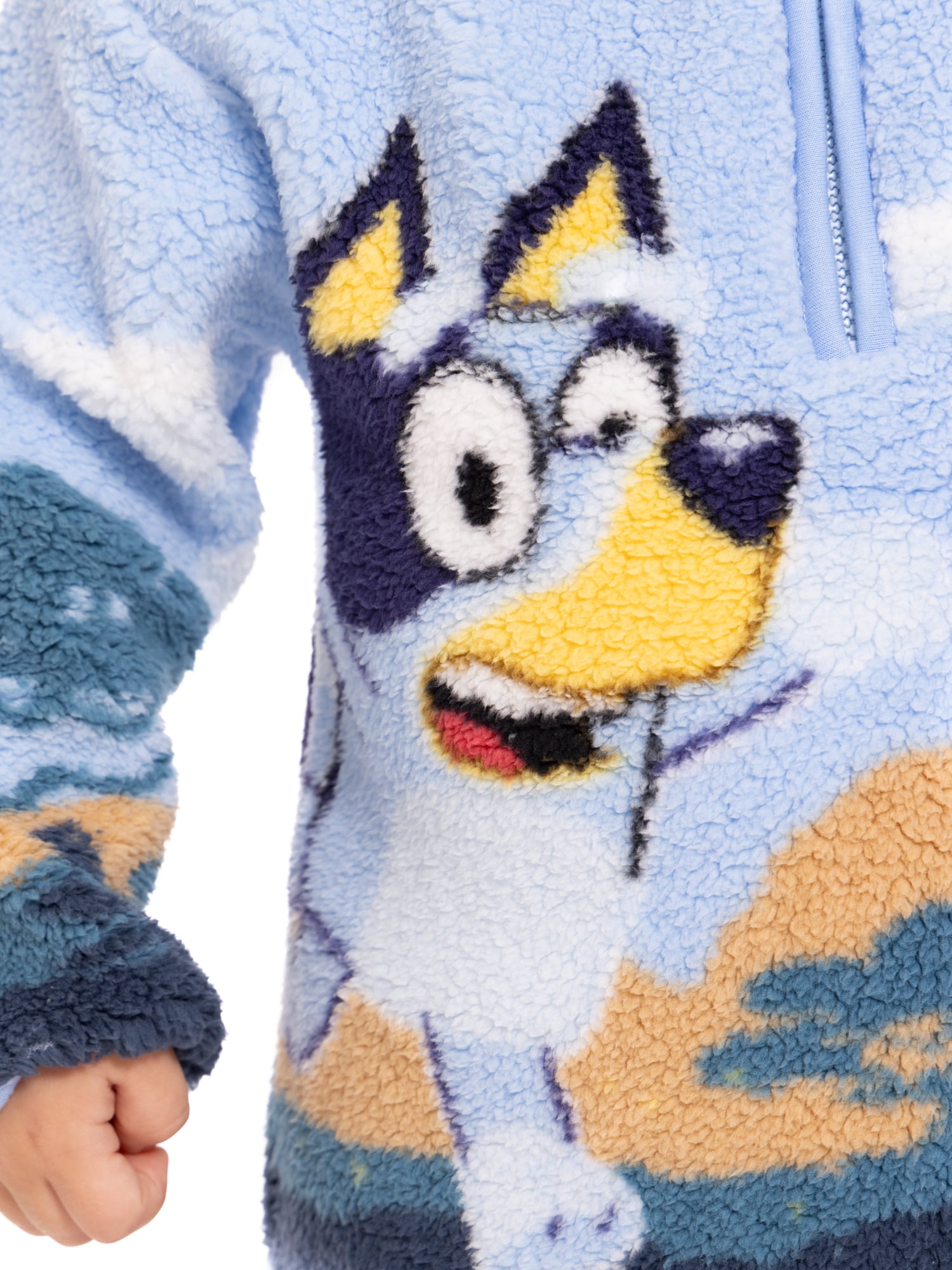 Bluey Toddler Boys Plush Graphic Half Zip Sweatshirt, Sizes 12M-5T