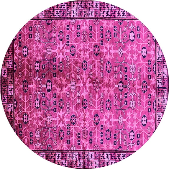 Ahgly Company Indoor Round Oriental Pink Industrial Area Rugs, 6' Round
