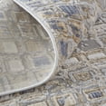 thumbnail image 5 of Feizy Laina Transitional Geometric, Tan/Ivory/Blue, 1'6" x 1'6" Swatch Easy Care Pet & Kid Friendly Stain Resistant Mid-Century Modern Distressed Design Carpet for Living Dining Bed Room, 5 of 8