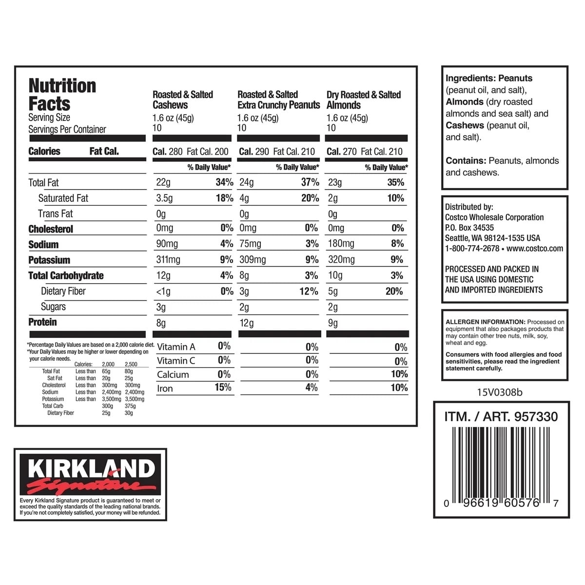 Kirkland Signature Snacking Nuts Variety Pack 1.6 Ounce (Pack of 30)