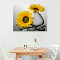 thumbnail image 2 of JEUXUS  Sunflower Canvas Wall Art Yellow and Grey Painting Relaxing Zen Stone Pictures Print Artwork for SPA Bathroom Yoga Room Bedroom Decoration Framed, 2 of 4