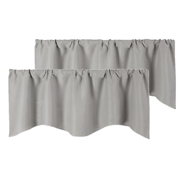 Panel de cenefa de ventana pequeña de cocina Soledad Cortina corta decorativa 2 paquetes 51x18 gris