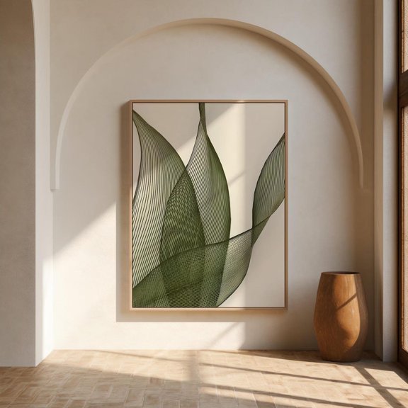 Olive Green Organic Shapes Wall Art Print