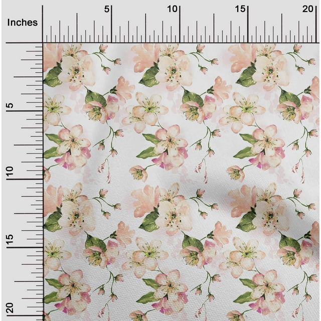 oneOone Cotton Silk Peach Fabric Florals Sewing Craft Projects Fabric Prints By Yard 42 Inch Wide-9E4