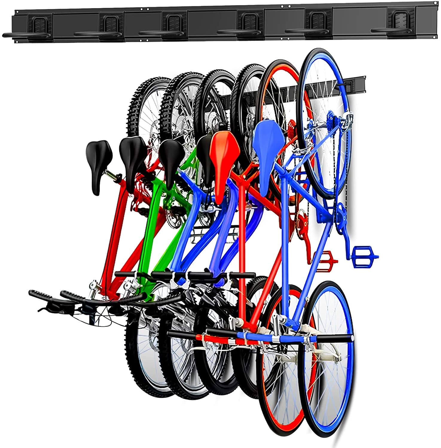 Bike Storage Rack, 6 Bike Hooks for 