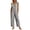 Gray, variant on Womens Cotton Jumpsuits Sleeveless Summer V Neck Loose Fit Button Down Romper Straight Leg Loungewear with Pockets,Black,XL