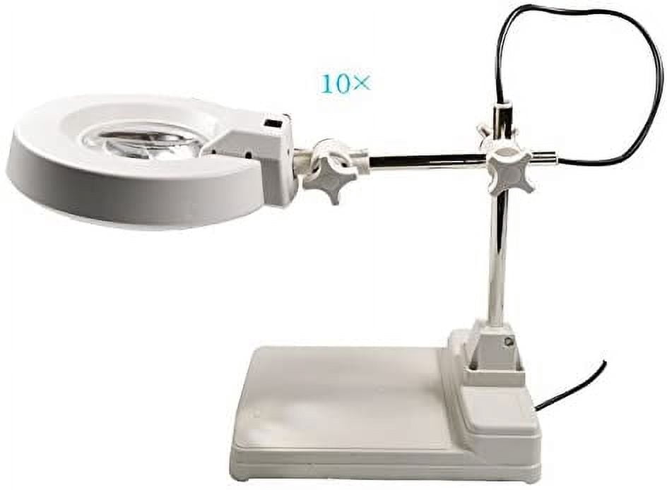 Techtongda 10X Magnifier Light Amplification Table Lamp LED Daylight Bright Glass for Reading Working Crafts Workbench 110V