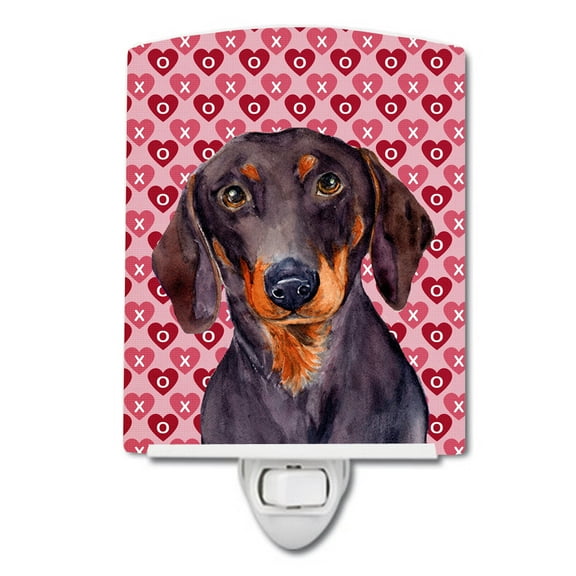 Caroline's Treasures LH9133CNL Dachshund Hearts Love and Valentine's Day Portrait Ceramic Night Light, 6x4x3",