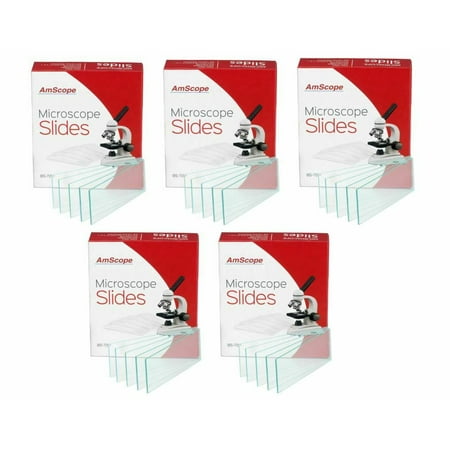

AmScope 5-Pack of 72 Blank Microscope Slides w Ground Edges Cleaned - 360 Total