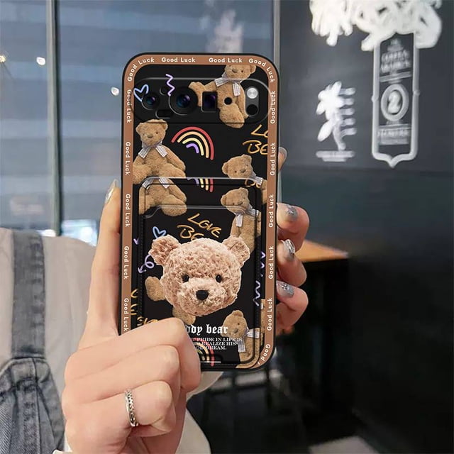 Lulu-étui pour Google Pixel9 Pro TG, Housse Anti-Poussière Design Mode Sac à Cartes Graffiti Durable Imperméable Protecteur Anti-Traction Résistant à la Saleté Fente pour Carte TPU Dessin Animé Mignon