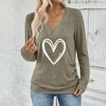 thumbnail image 5 of Sweatshirt for Women Heart Printed V Neck Long Sleeve Casual Tops Loose Trendy Side Button Soft Sweaters Comfortable Valentines Outfits, 5 of 7