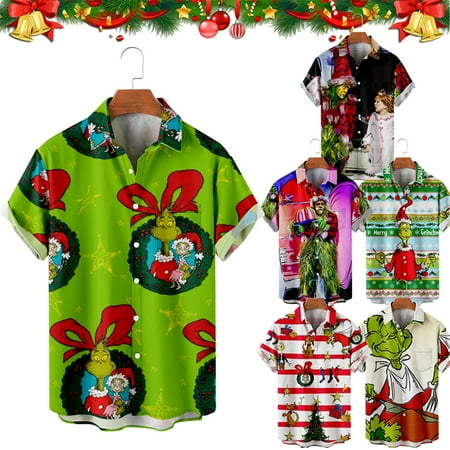 

MLFU Christmas Elf Hawaiian Shirt for Men Tropical Regular Shirt Women