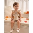 thumbnail image 6 of Loicainy Baby Toddler Girl Thanksgiving Outfit 3 6 9 12 18 24 Months Flying Sleeve Tops and Shorts 2Pcs Plaid Clothes Set, 6 of 9