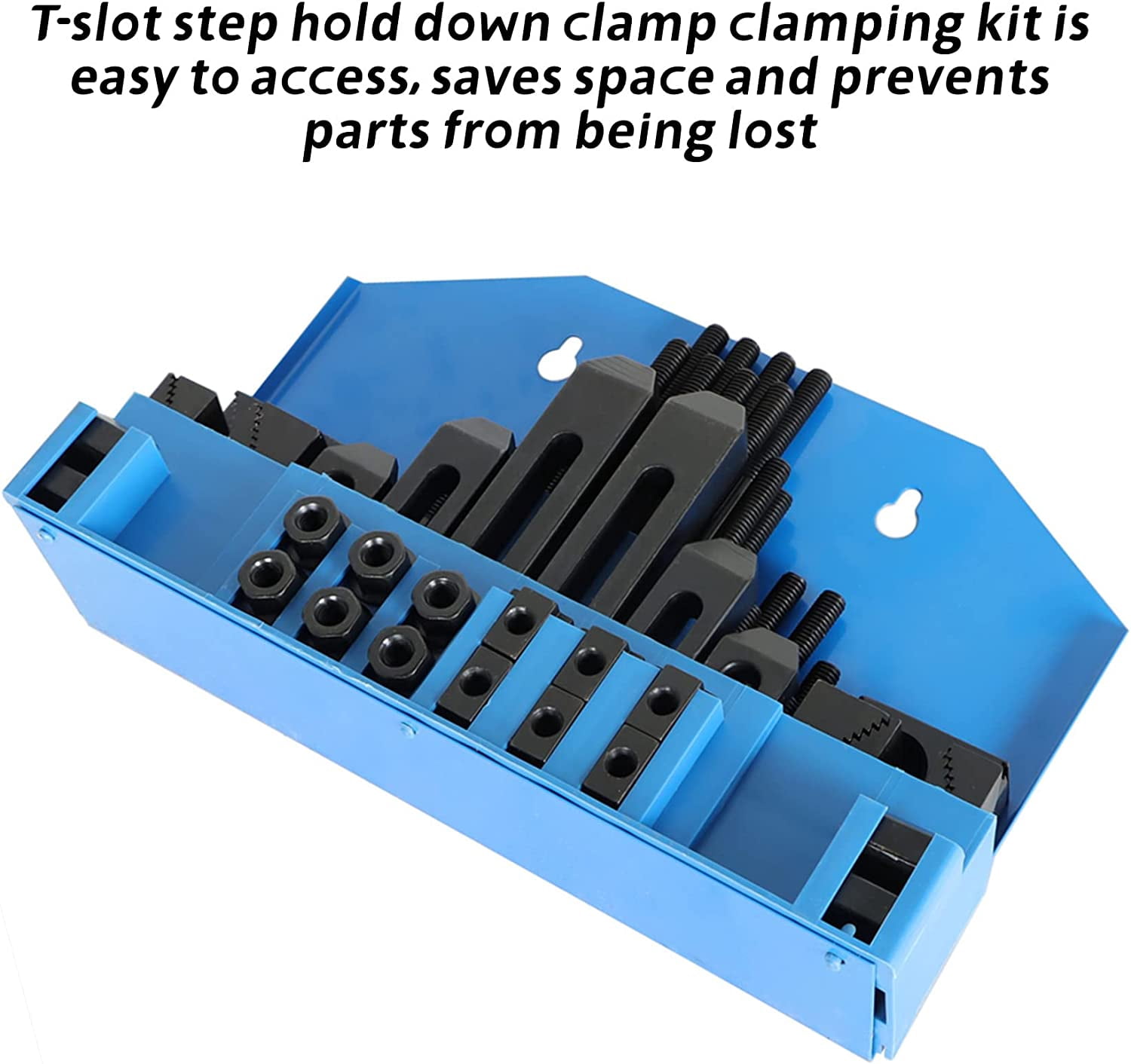 waltyotur 58pc T-slot Clamping Kit Sets of Fixtures, Pro-Series 1/2 T-Slot Step Hold Down Clamp Clamping Kit 3/8-16 Stud Clamping Kit Mill Machinist Set