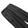 thumbnail image 4 of RYRJJ Parachute Pants for Women Drawstring Baggy Cargo Pants Multi Pocket Y2K Trouser Low Rised Jogger Sweatpants Loose Hip Hop(Black,3XL), 4 of 6