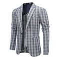 thumbnail image 3 of Cloudstyle Men's Lightweight Checkered Blazer - Notch Lapel Single Button Slim Fit Suit Jacket, Center Vent for Spring/Summer/Fall, 3 of 11