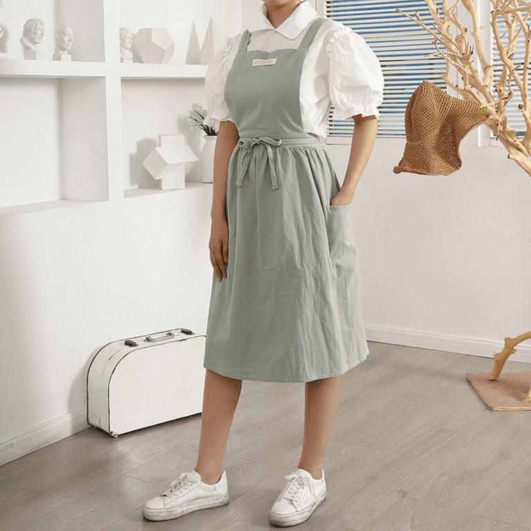 Vintage Cute Apron Dress Cross Back Pinafore Apron for Women with Pockets  for Cooking Painting - Walmart.com