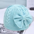 thumbnail image 4 of 0-12 Months Baby Girls Hat Bow Twist Pattern Infant Solid Color Knitted Beanie Cap for Party, 4 of 8