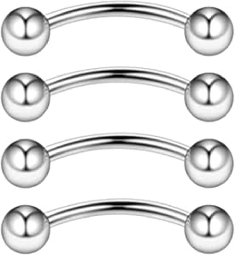 5-Pack 16G 5/8" Curved Barbells - 316L Surgical Steel Tongue Or Snake-Eyes Piercing Jewelry