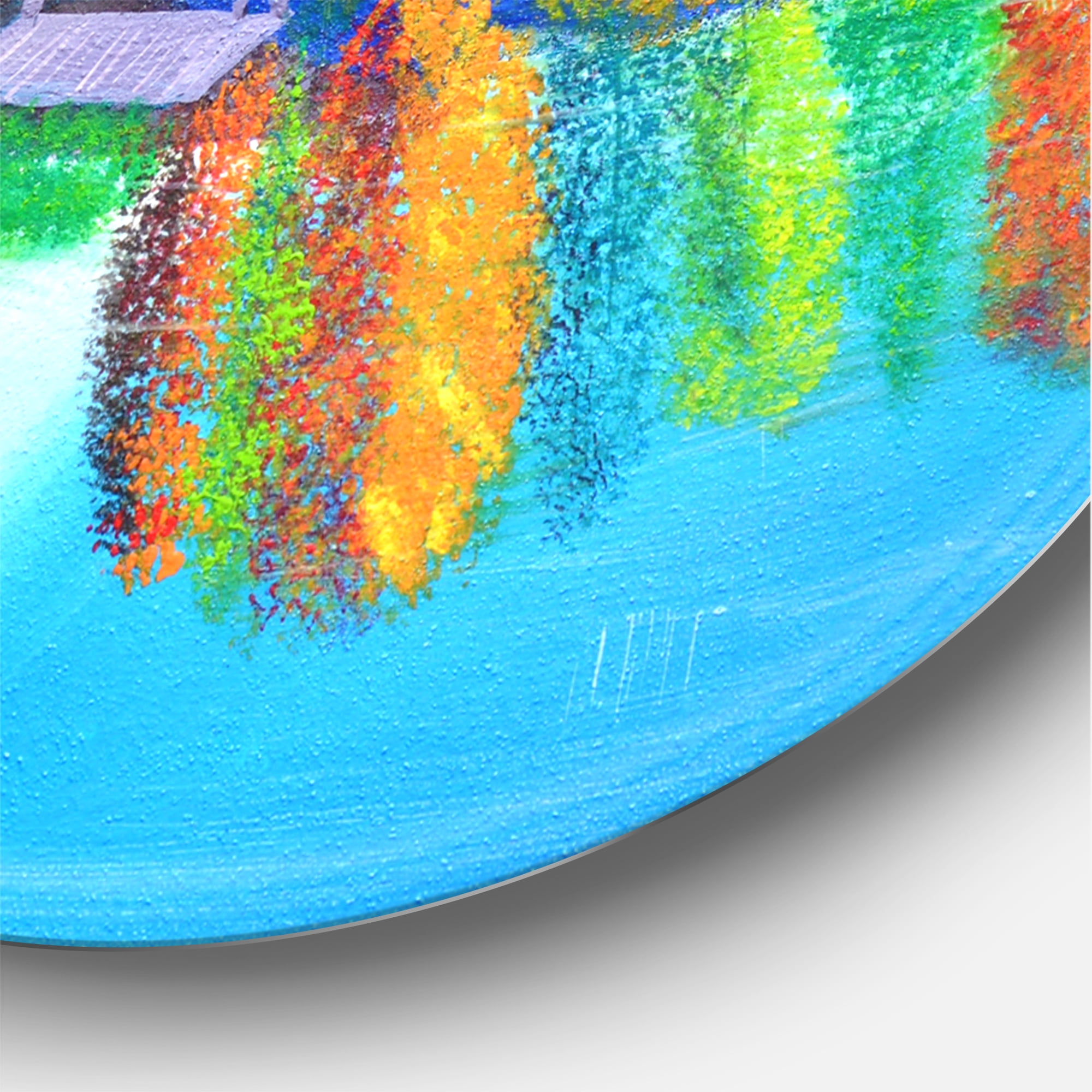 Designart 'Reflection Of Mountain and Sky On The Lake Water' Nautical & Coastal Circle Metal Wall Art 36x36 - Disc of 36