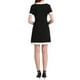 thumbnail image 3 of Vestido de trabajo elegante de mujer con contraste de color, escote en V, manga corta, corte A, XL, negro, 3 of 5