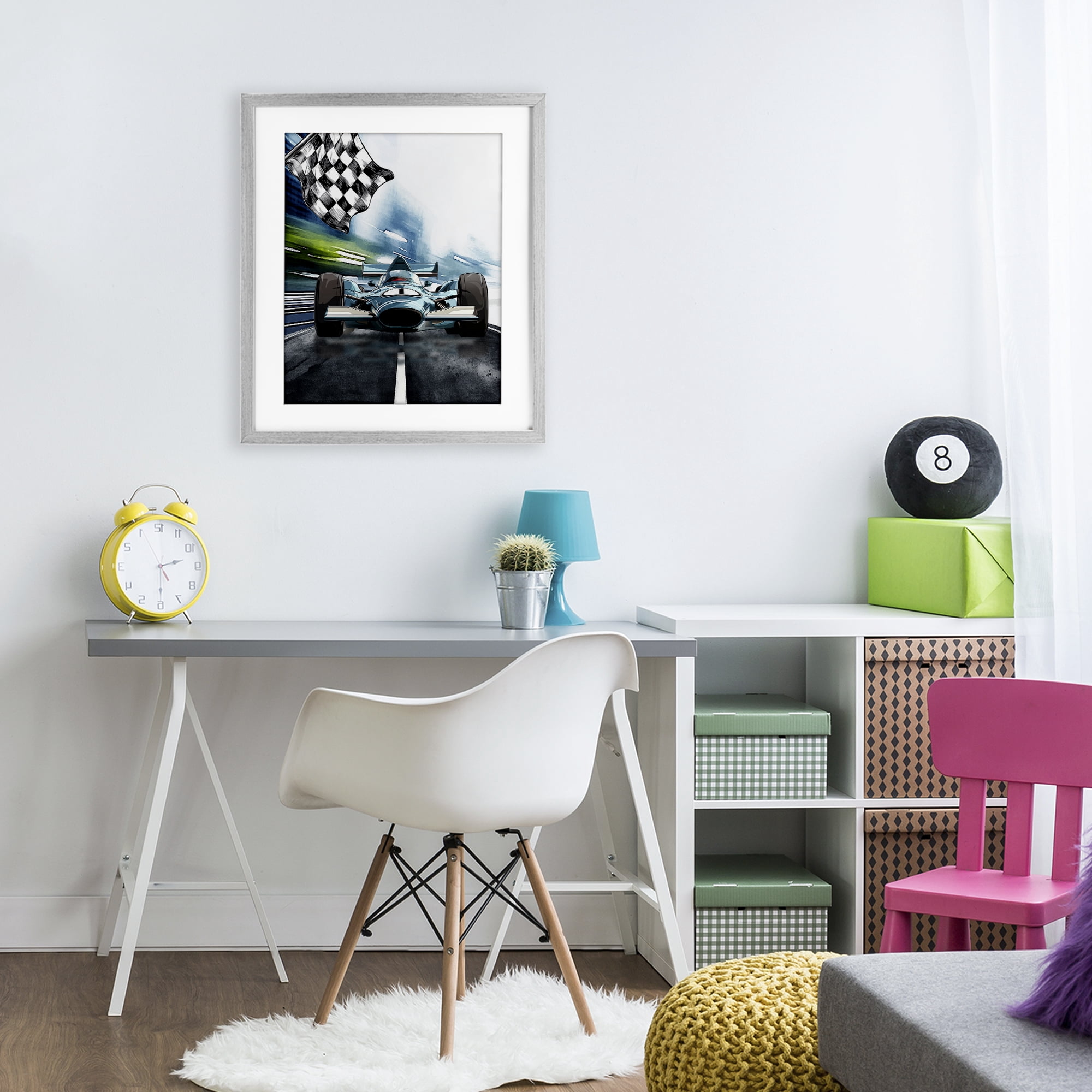 Stupell Industries Racecar Set Go Gray Framed Print Under Glass, design by Christine Simpson Art