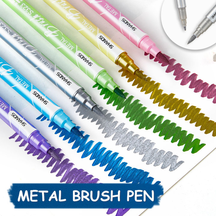 Metallic Markers Pens, Dual Tip Metallic Pens for Rock Painting,Tattoo painting, Ceramic, Card Making, Black Paper, Easter Egg, Metal