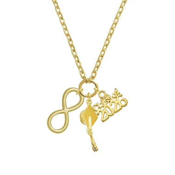 Delight Jewelry Gold-tone Large Infinity Sign - Gold-tone Class of 2026 Graduation Zoey Charm Necklace, 28"