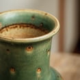 thumbnail image 2 of Green Ceramic Flower Vase – Small Rustic Farmhouse Vase for Home Décor, Tabletop & Shelf Display, 2 of 5