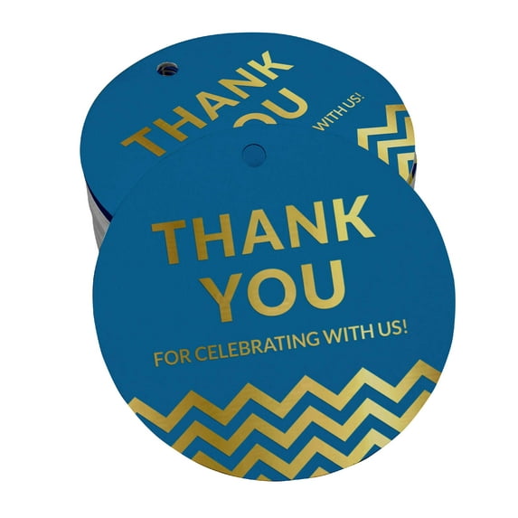 Inkdotpot Pack Of 50 Thank You For Celebrating With Us Bridal Shower-Baby Shower-Retirement-Wedding-Birthday Favor Paper Tags Craft Real Gold Foil Hang Tags