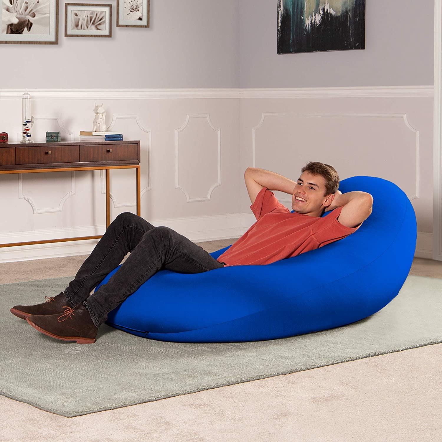 Jaxx Nimbus Spandex Bean Bag Chair for Adults-Furniture for Rec, Family Rooms and More, Large, Royal Blue