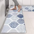 thumbnail image 2 of Kitchen Rugs Sets Of 2,Blue and White Geometric Quatrefoil Pattern Anti Fatigue Kitchen Mat Rugs Non Slip Washable,Decorative Kitchen Floor Mats for Kitchen,Sink,Laundry,17"X47", 2 of 5