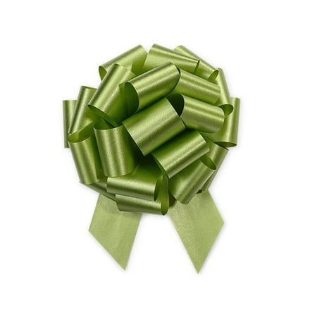 - Leaf Green Satin 5inch Gift Wrapping Decorative Pull Bows -10pack