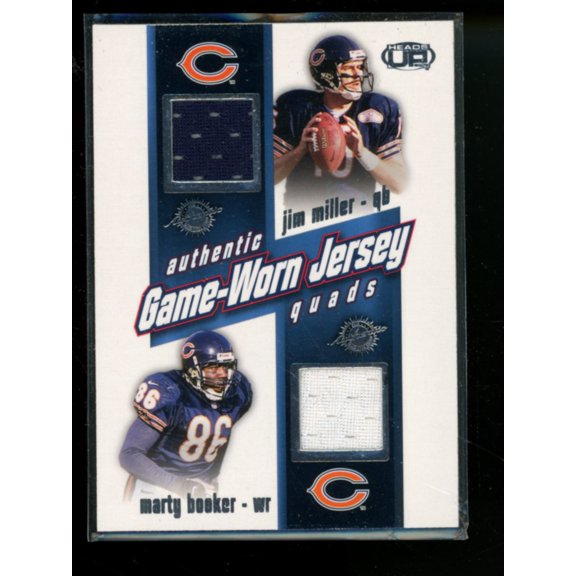 2002 Upper Deck Heads Up David Terrell Marty Booker Brian Urlacher Jim Miller #6 Game-Worn Jersey