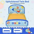 thumbnail image 5 of GVN Wood Upholstered Twin Bed Platform with Slat Support-Blue, Baby Bed for Sleeping and Sleepovers, 5 of 7