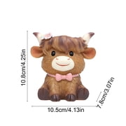 Highland Cow Planter, Cute Resin Flower Pot Ornament with Holder, Desktop Home Decor Figurine for Shelf Desk Mantelpiece and Garden Decoration