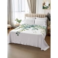 thumbnail image 2 of Eucalyptus Green Flat Sheet Only Twin Size, Soft Breathable Bed Top Sheets for Mattress, Gradient Leaves Retro Watercolor Plant Luxury Bedding Flat Sheets for Home Hotel Bedroom Bed Protection, 2 of 9