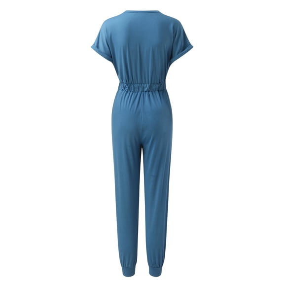 Vedolay Bodycon Jumpsuit For Women Womens Short Sleeve Semi Formal One Piece Jumpsuit Romper,Blue M