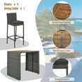 thumbnail image 5 of Enyopro 5-Piece Outdoor Patio Wicker Bar Set with Cushions, Acacia Wood Table Top, Non-Slip Feet, Fixed Rope, Gray & Brown, 5 of 8