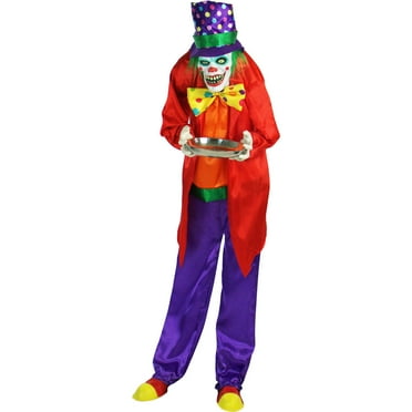 Haunted Hill Farm 6-Ft. Chuckles Animatronic Clown, Indoor/Outdoor Halloween Decoration, HHCLOWN-2FLSA