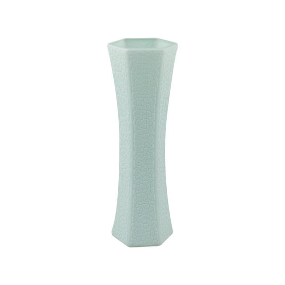 Green Sturdy Plastic Vase With Imitation Glazed Surface For Holding Fresh Blooms Or Dried Flowers In Home Decor Applications