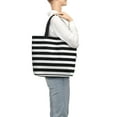 thumbnail image 3 of Defioc Black And White Stripes Pattern Tote Bag for Women,Large Capacity Tote Bag with Zipper Casual Shoulder Handbags Shopping Bag, 3 of 8