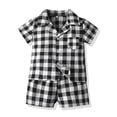 thumbnail image 2 of LUOGENLI Toddler Boys Girls Short Sleeve Plaid Tops T Shirt with Pocket Shorts Casual Outfits Outfits for Boys 2025 under 20 White 3-4 Years, 2 of 7