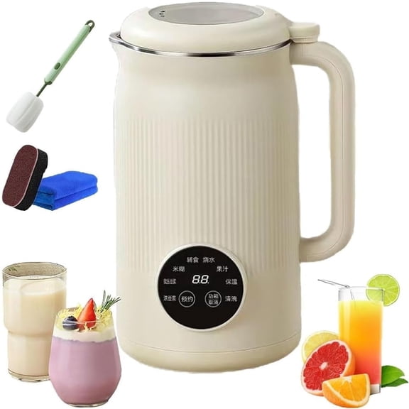 The 8-in-1 Multifunction Nut Milk & Juice Maker, Automatic Almond Milk & Soy Milk Machine with Timer & Keep-Warm, Stainless Steel Maker for Juice, Soup, Home Kitchen Use(Beige)
