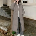 thumbnail image 4 of jtjvou Women Long Puffer Coat Warm Winter Quilted Jacket Fashion Ladies Thicken Full Zip Down Coats Removable Faux Fur Hood Parka Gray M, 4 of 5